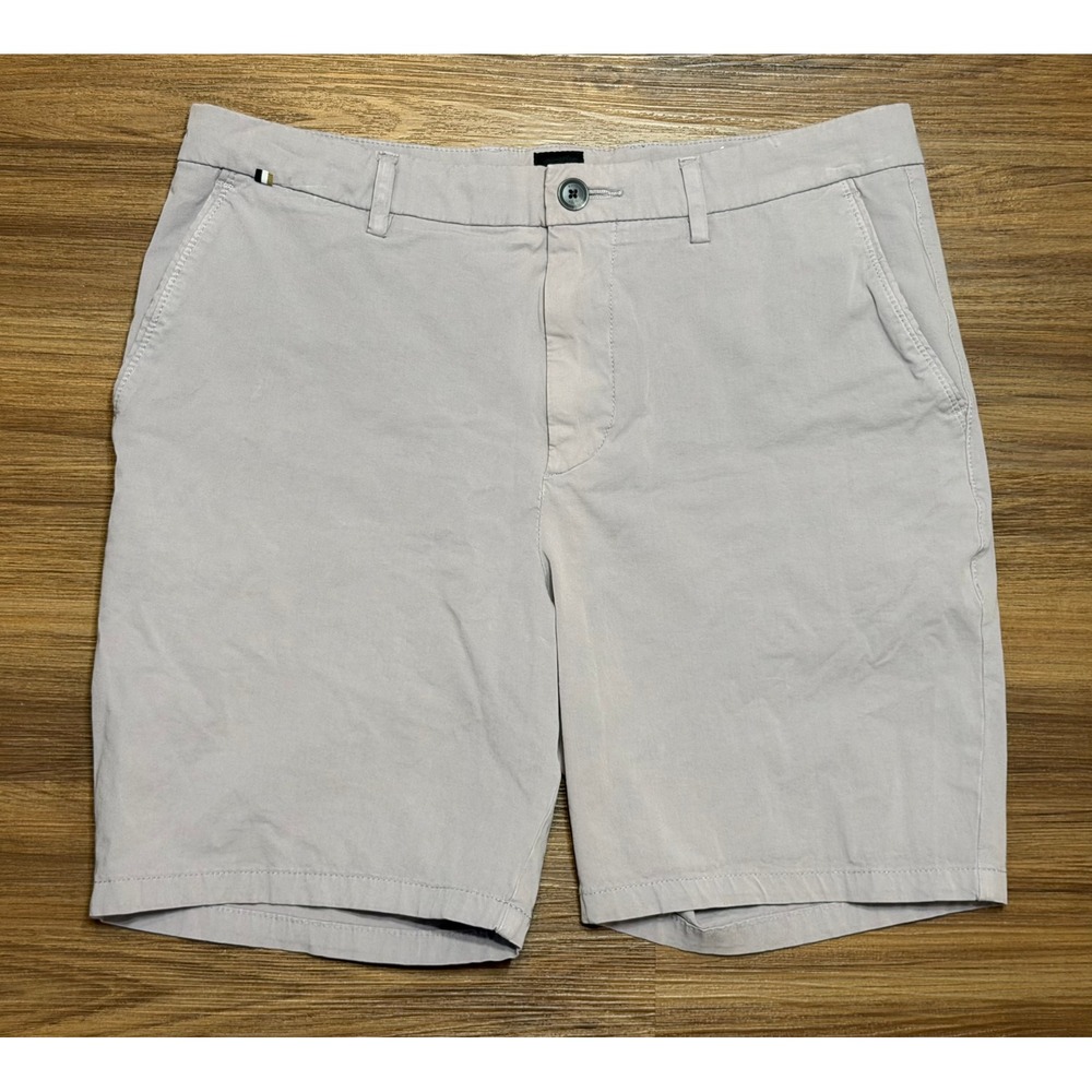 Hugo Boss Kane Modern Regular Fit Shorts Light Grey/Purple Mens Chino Sz 33